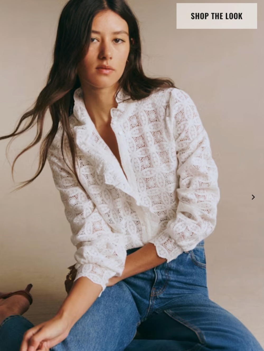 CHLO SHIRT ecru guipre lace